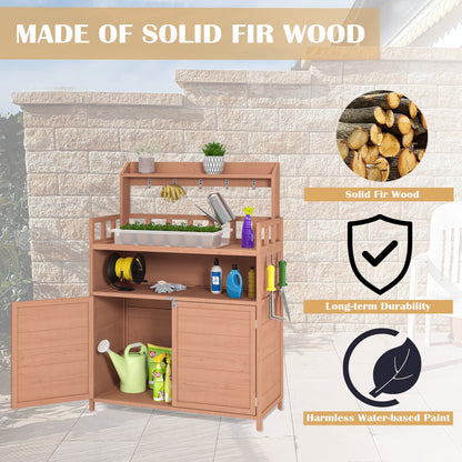 Solid Fir Potting Bench and Garden Tool Storage