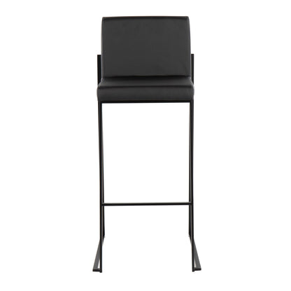 High-Back Contemporary Barstool Set black faux leather seat with metal frame on Tampa Home & Garden Store