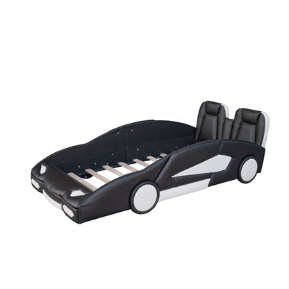 Race Car Shaped Twin Platform Bed with Wheels, HouseOfZazla, pine wood construction on Tampa Home & Garden Store
