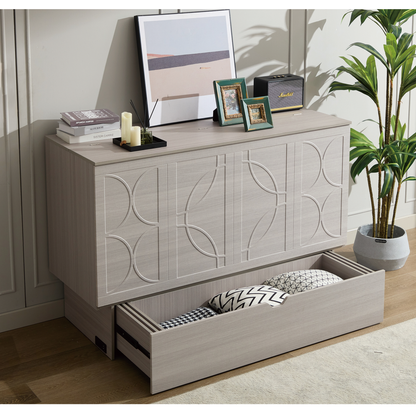 Cabinet bed with storage by HouseOfZazla in light gray wood finish; drawer with pillows on Tampa Home & Garden Store