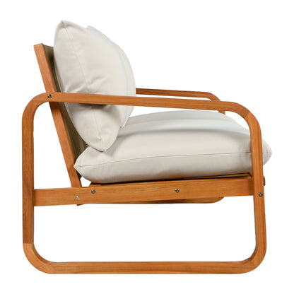 4 Piece Acacia Wood Patio Set and Thick Cushions