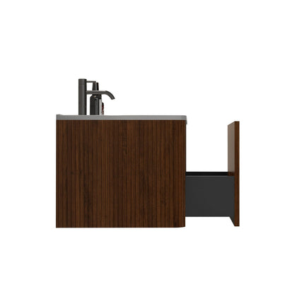 HouseOfZazla striped vanity with ceramic sink wall-mounted curved-edges Tampa Home & Garden Store on Tampa Home & Garden Store