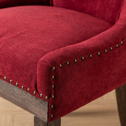 Ultra Side Dining Chair Set with solid wood legs in red upholstery with brass nailhead trim on Tampa Home & Garden Store