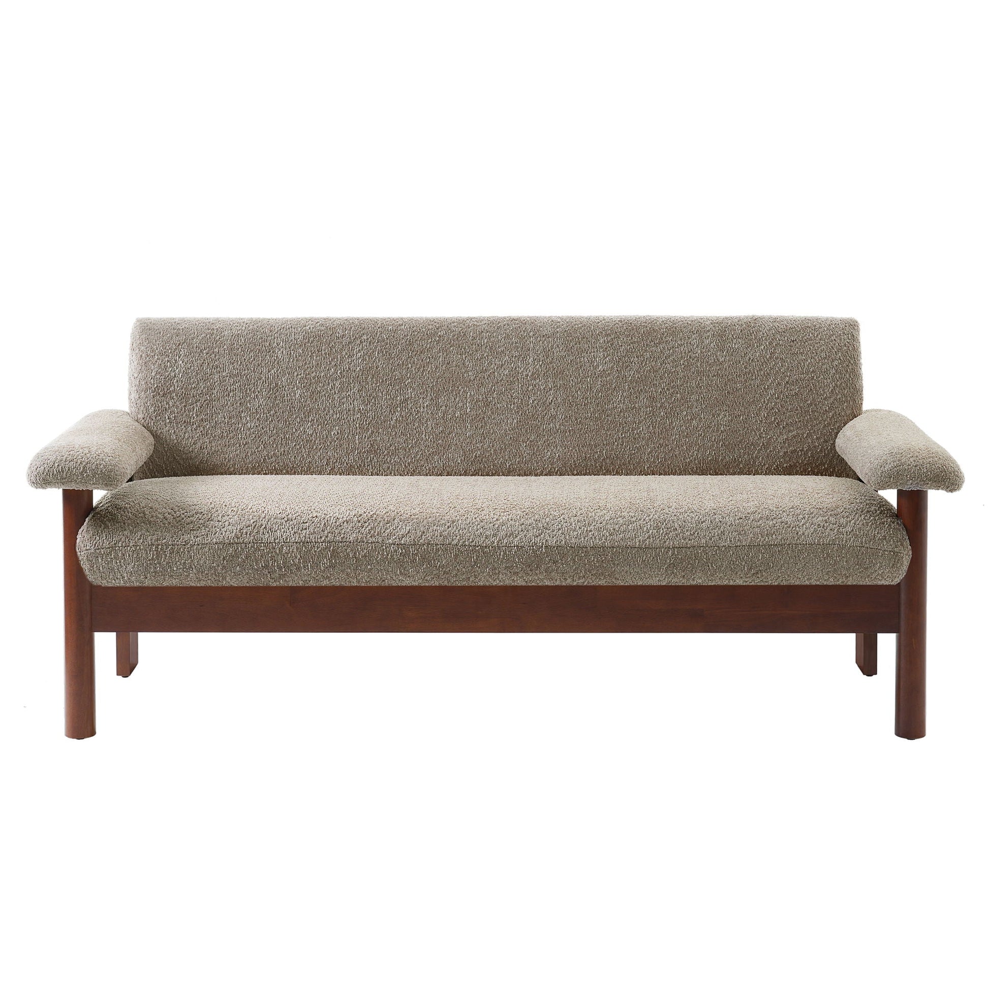 2-seat loveseat sofa in brown textured fabric with wooden legs on Tampa Home & Garden Store