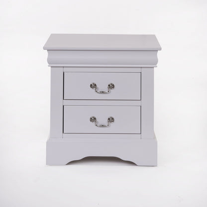 Louis Philippe III Sleek Design Nightstand by HouseOfZazla in gray with metal handles on Tampa Home & Garden Store