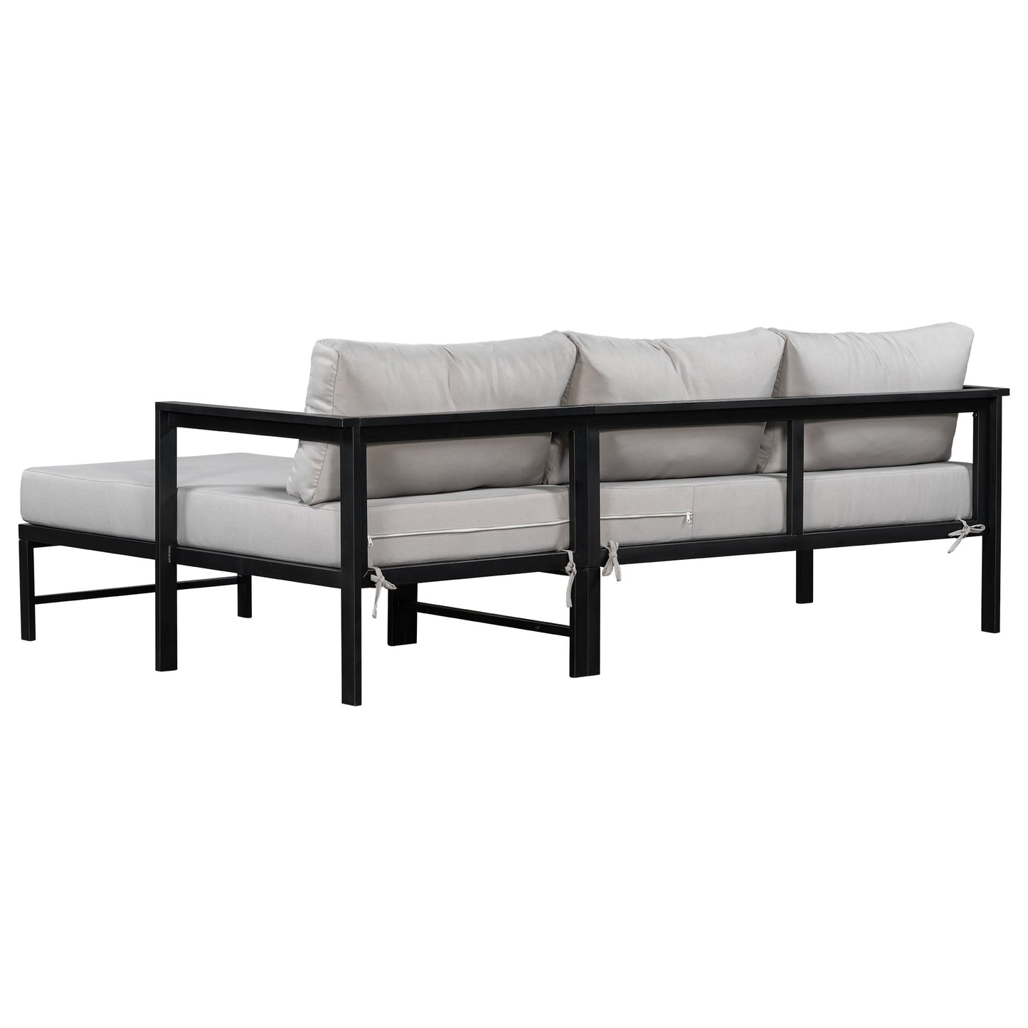 U_style Outdoor L-shaped sectional sofa with iron frame and gray ultra-thick cushions on Tampa Home & Garden Store