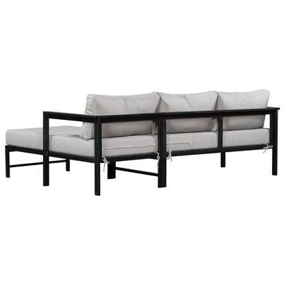 U_style Outdoor L-shaped sectional sofa with iron frame and gray ultra-thick cushions on Tampa Home & Garden Store