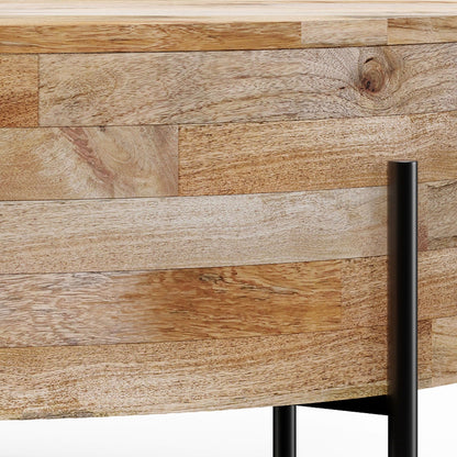 Stylish coffee table solid mango wood by HouseOfZazla with natural grain and black metal leg on Tampa Home & Garden Store
