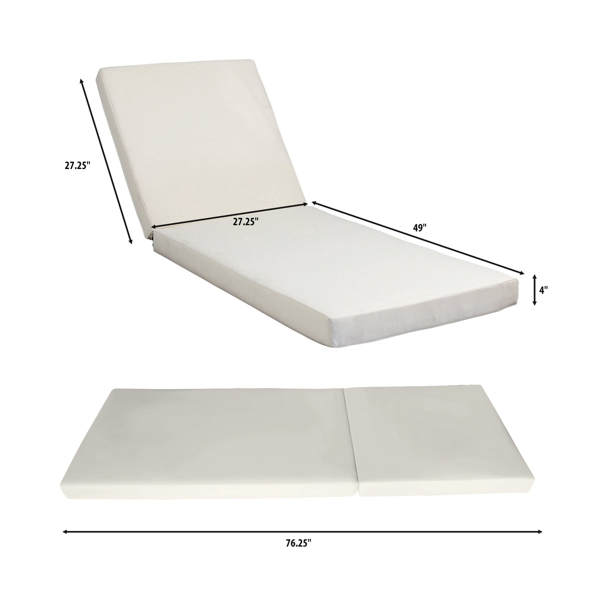 Acacia wood outdoor chaise lounge with white cushion and adjustable backrest by HouseOfZazla on Tampa Home & Garden Store