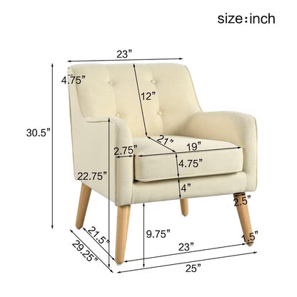 Modern Tufted Accent Chair and Solid Wood Legs