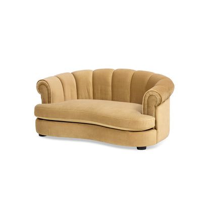 Halle 35.5-inch rolled-arm channel-tufted dog sofa bed in tan velvet by HouseOfZazla on Tampa Home & Garden Store