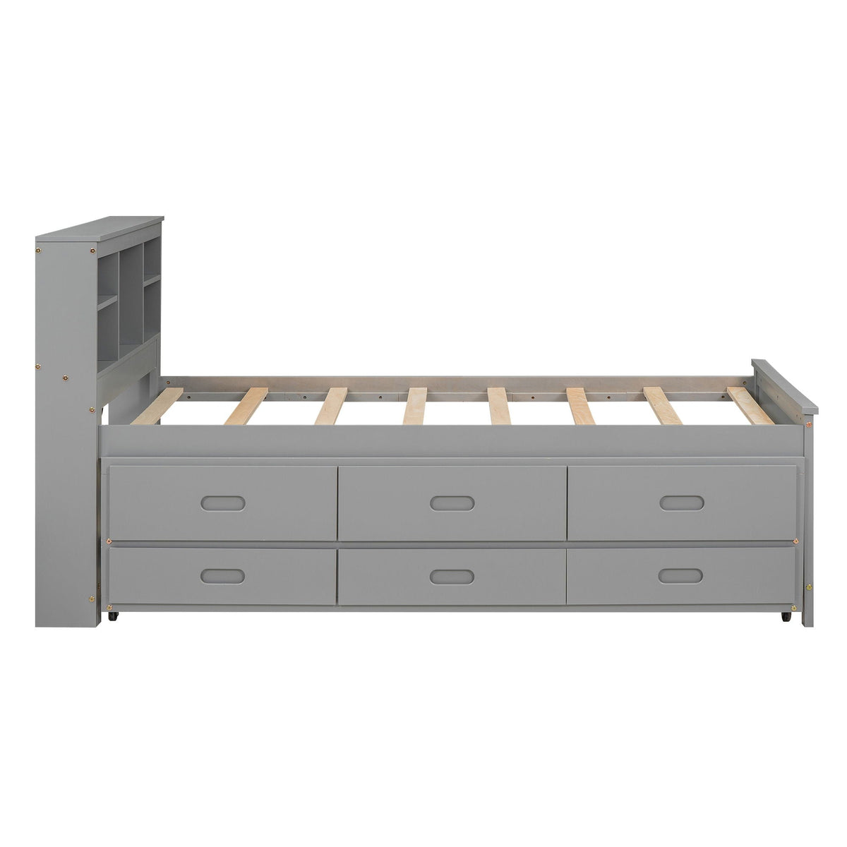 Platform bed with storage headboard gray by HouseOfZazla, trundle and 3 drawers on Tampa Home & Garden Store