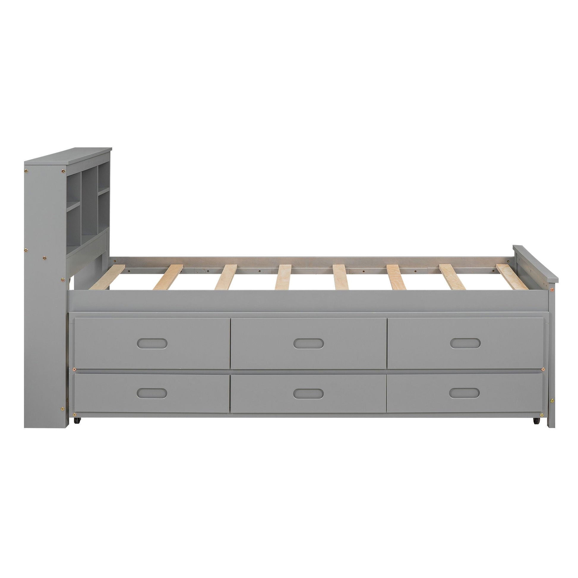 Platform bed with storage headboard gray by HouseOfZazla, trundle and 3 drawers on Tampa Home & Garden Store