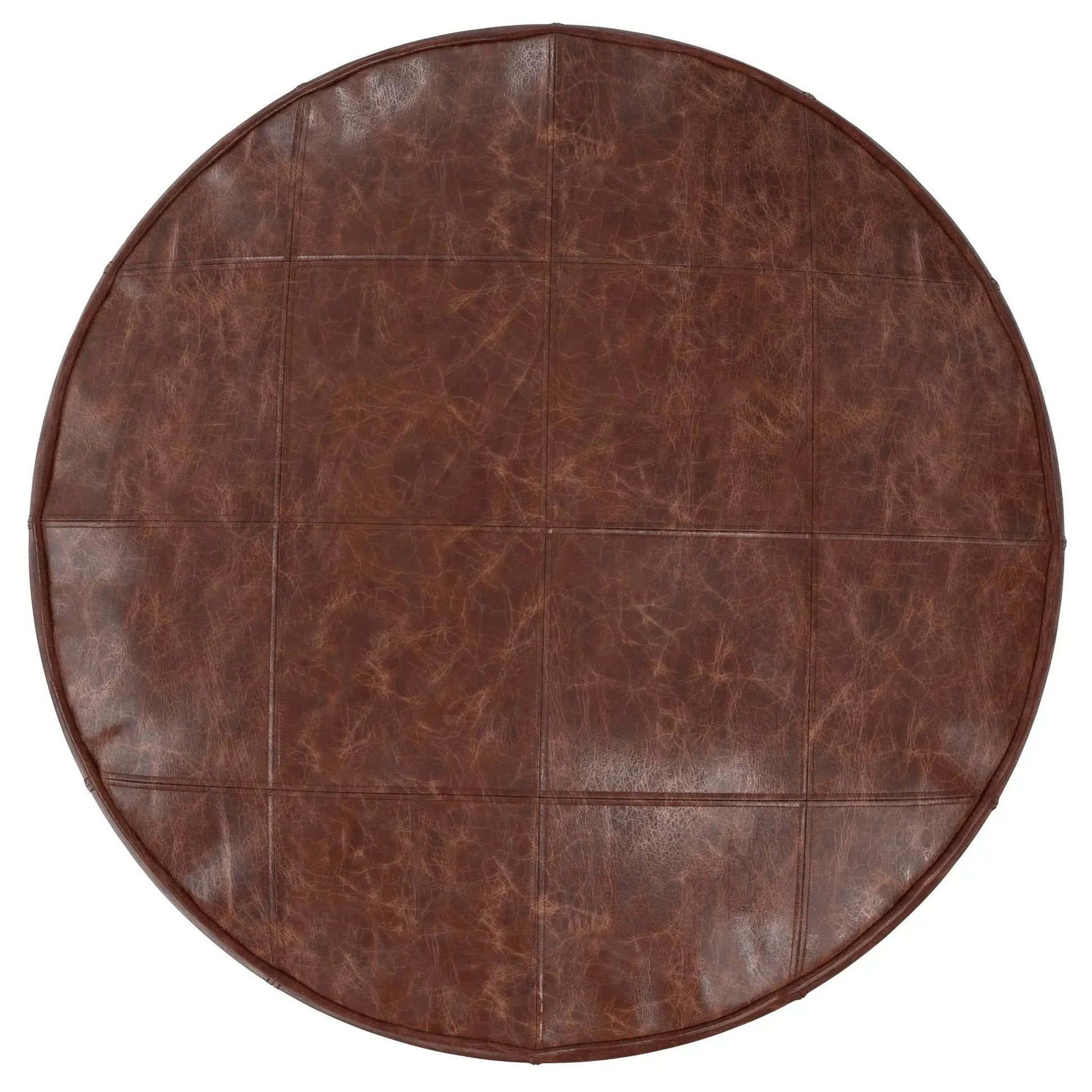 Connor Handcrafted Round Pouf leather patchwork brown accent pouf by Unique Piece Furniture on Tampa Home & Garden Store