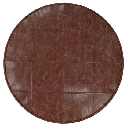 Connor Handcrafted Round Pouf leather patchwork brown accent pouf by Unique Piece Furniture on Tampa Home & Garden Store