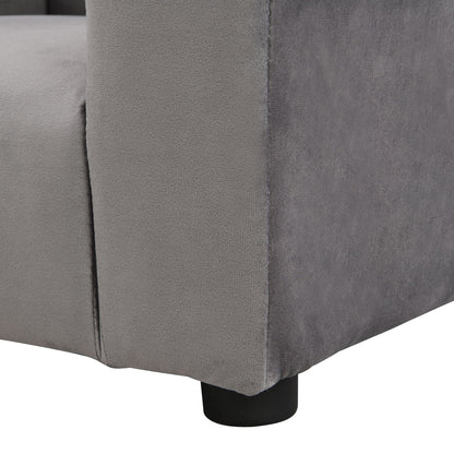 Kids Gray Upholstered Recliner Chair and Ottoman