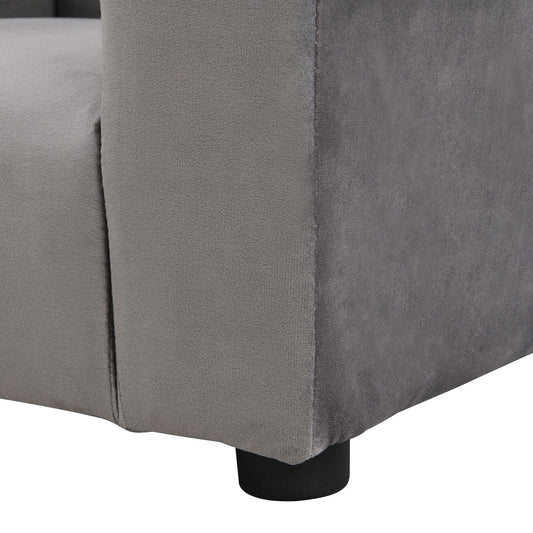 Kids Gray Upholstered Recliner Chair and Ottoman