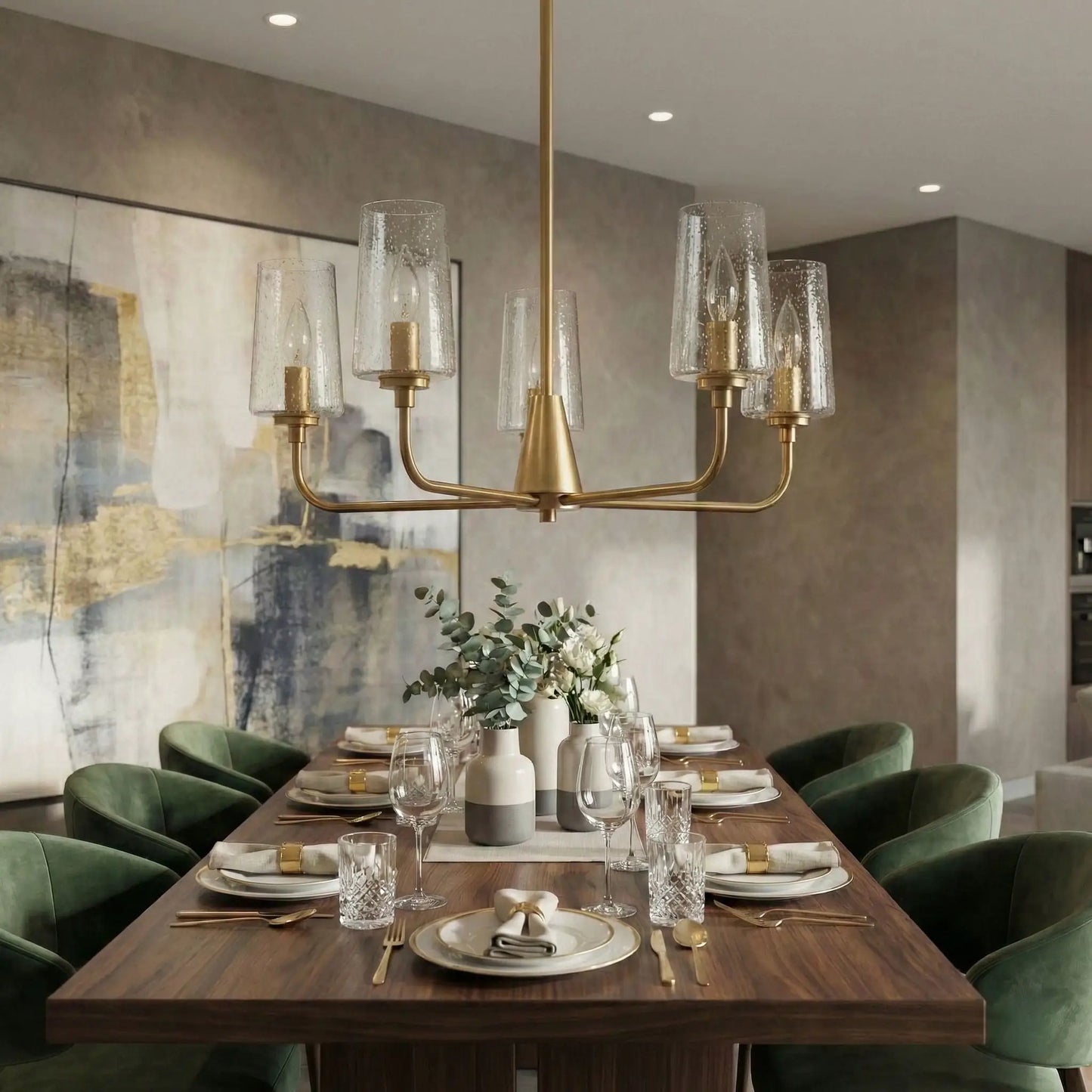 Dazzle Five Lights Chandelier Antique Brass