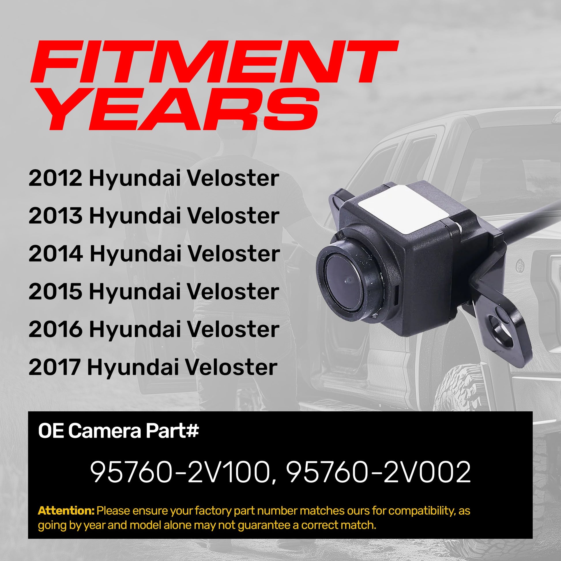 OEM backup camera for Hyundai Veloster 2012-2017, part #95760-2V100/95760-2V002 on Tampa Home & Garden Store