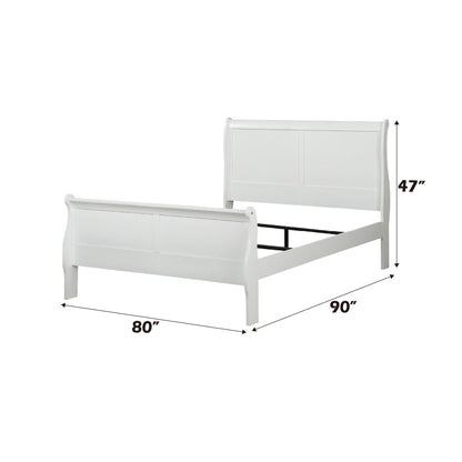 Louis Philippe Sleigh Style Bed white wood sleigh bed with curved headboard and footboard on Tampa Home & Garden Store