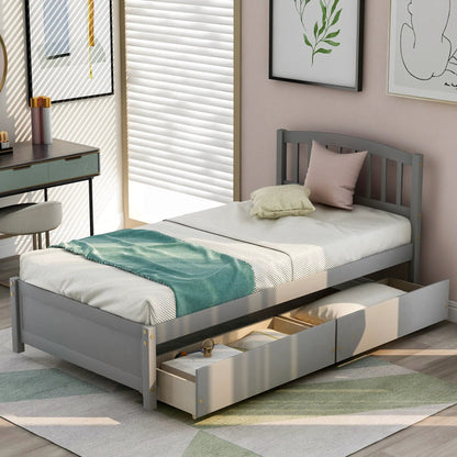 Wood Platform Storage Bed With Two Drawers