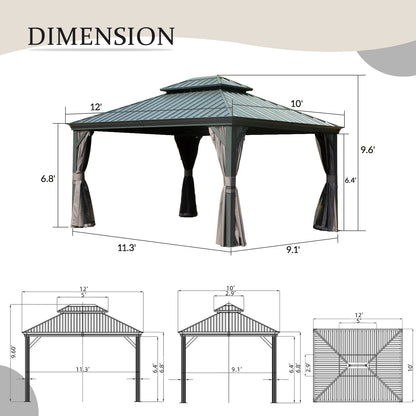 10x12 Outdoor Hardtop Gazebo and Aluminum Frame