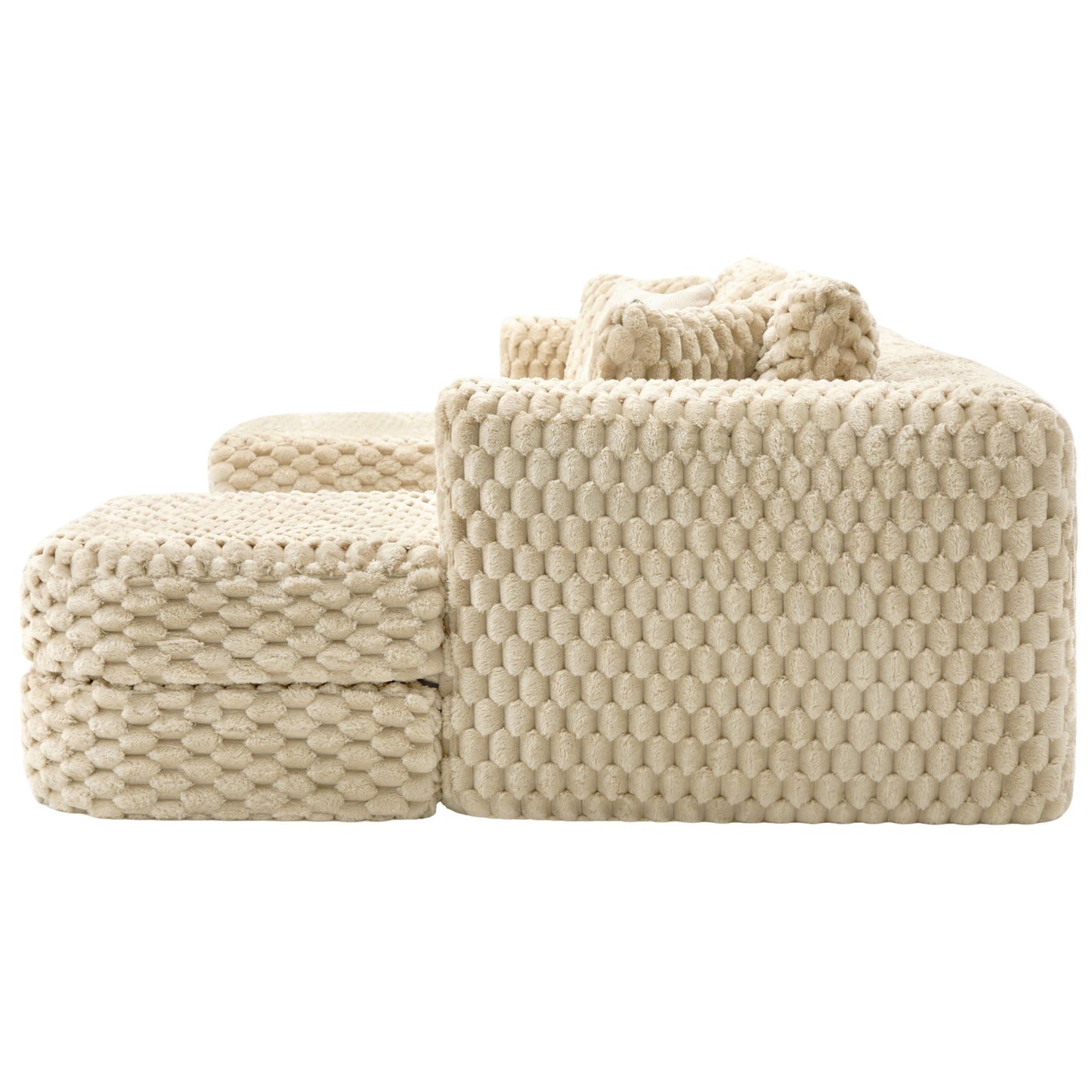 Modular Sectional Sofa cream knit fabric with 2 movable ottomans HouseOfZazla on Tampa Home & Garden Store