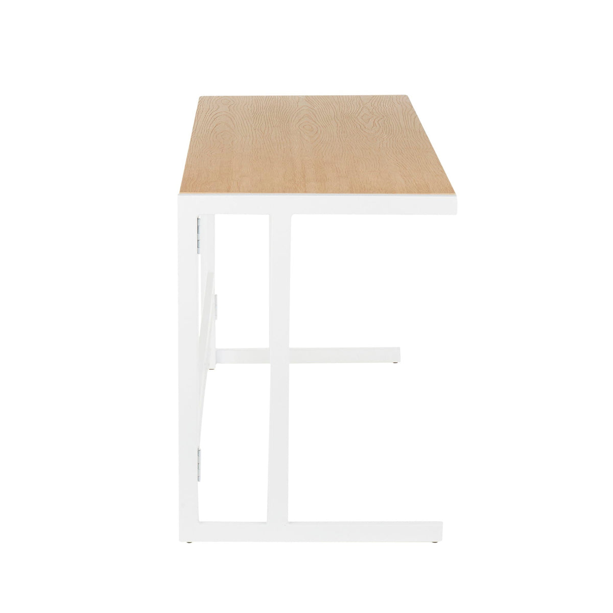 Industrial writing desk with natural bamboo top and white frame on Tampa Home & Garden Store