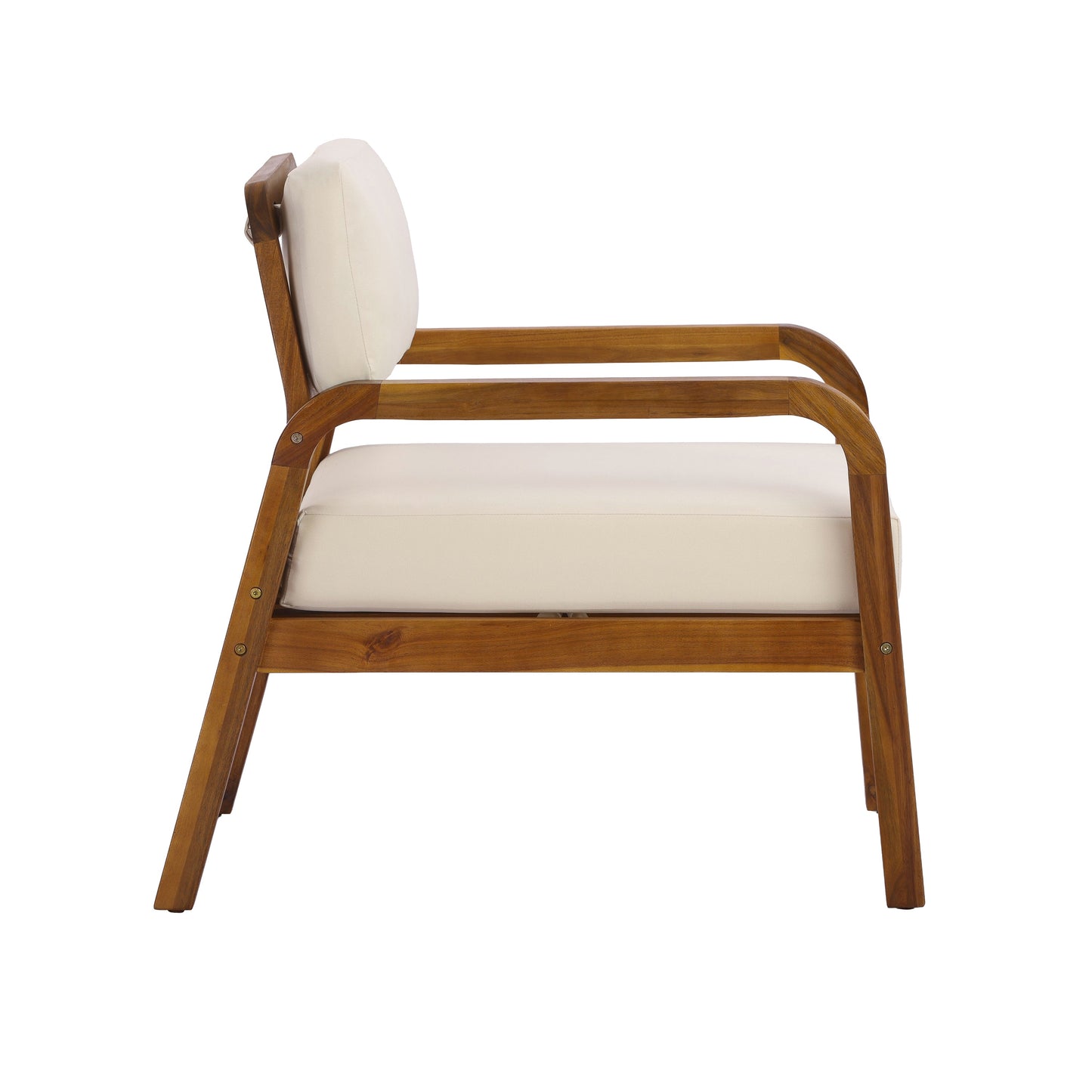 Outdoor Acacia Wood Armchair Set with Cushions