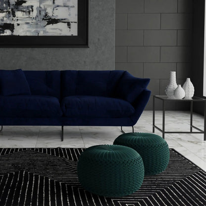 Grafton Handcrafted Round Pouf With Tufted Top