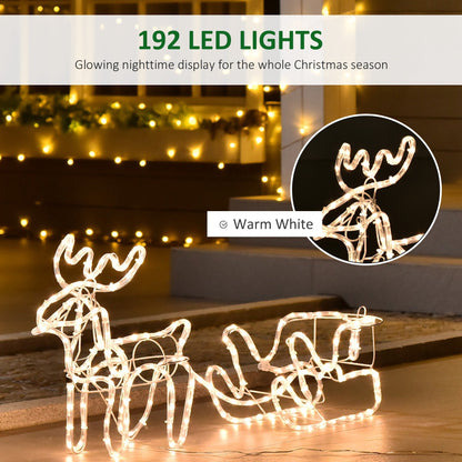 Outsunny 35' LED Reindeer Sleigh outdoor Christmas decoration with 192 warm white LEDs on Tampa Home & Garden Store