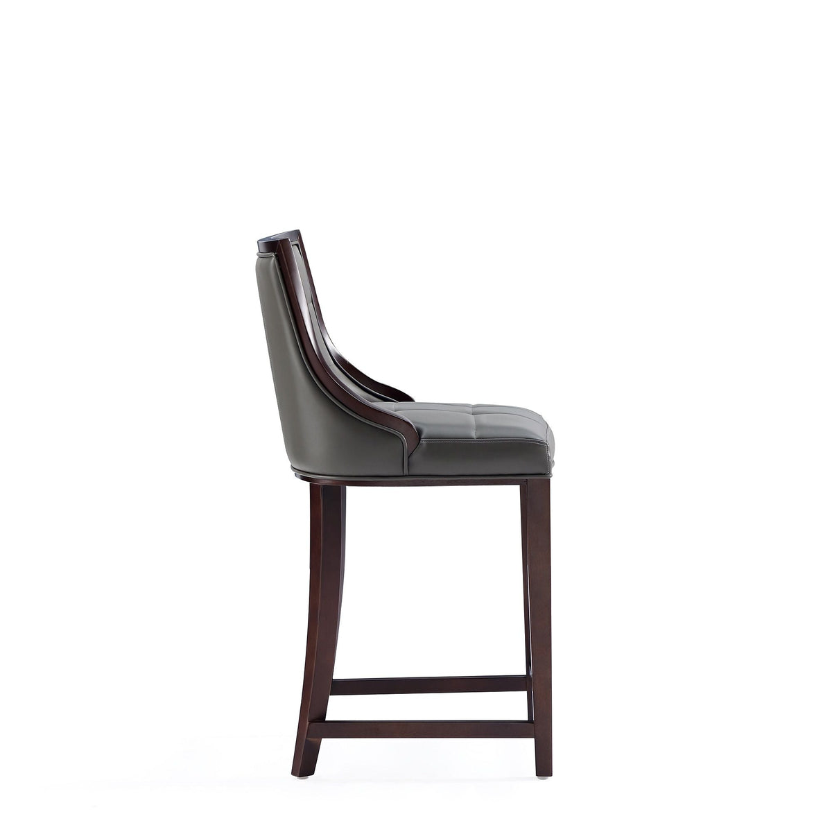 White bar height stool with solid wood frame and gray upholstered seat HouseOfZazla on Tampa Home & Garden Store