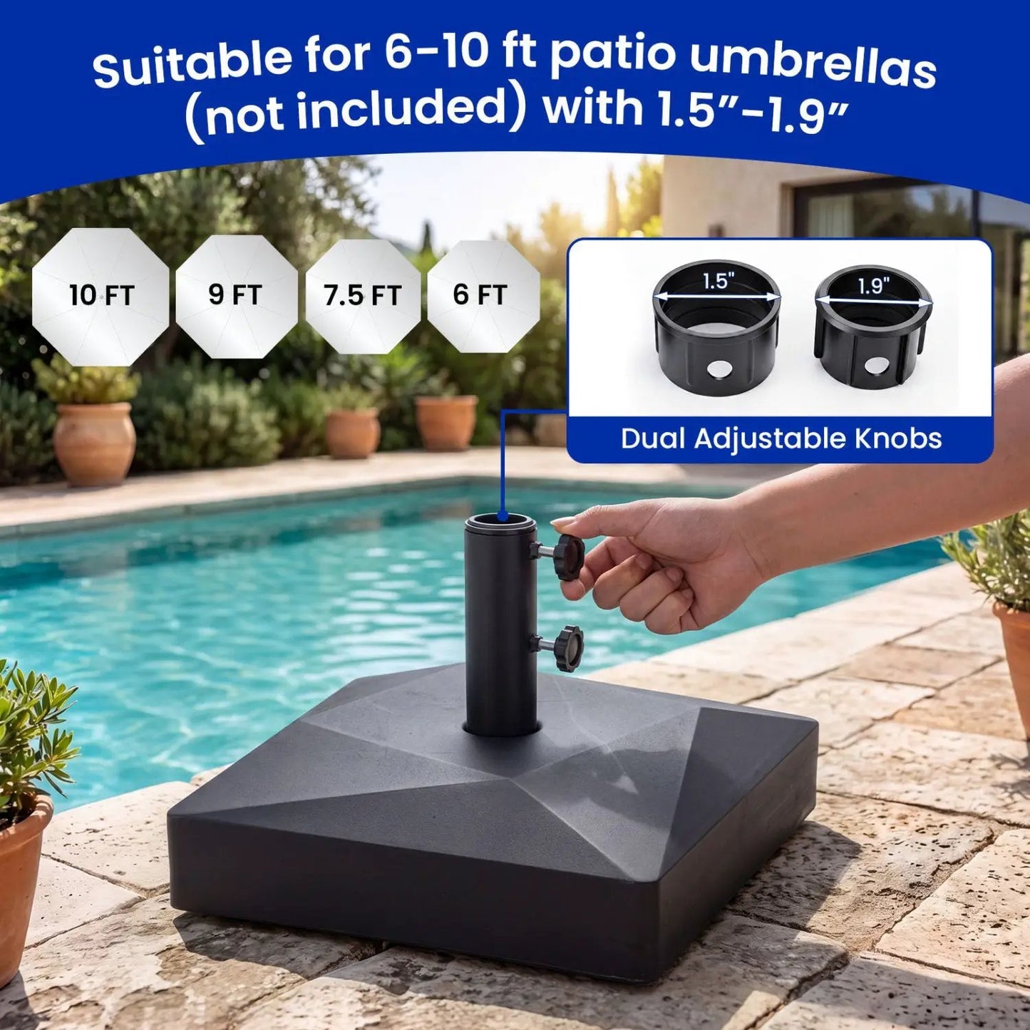 154lbs Fillable Patio Umbrella Base with Wheels