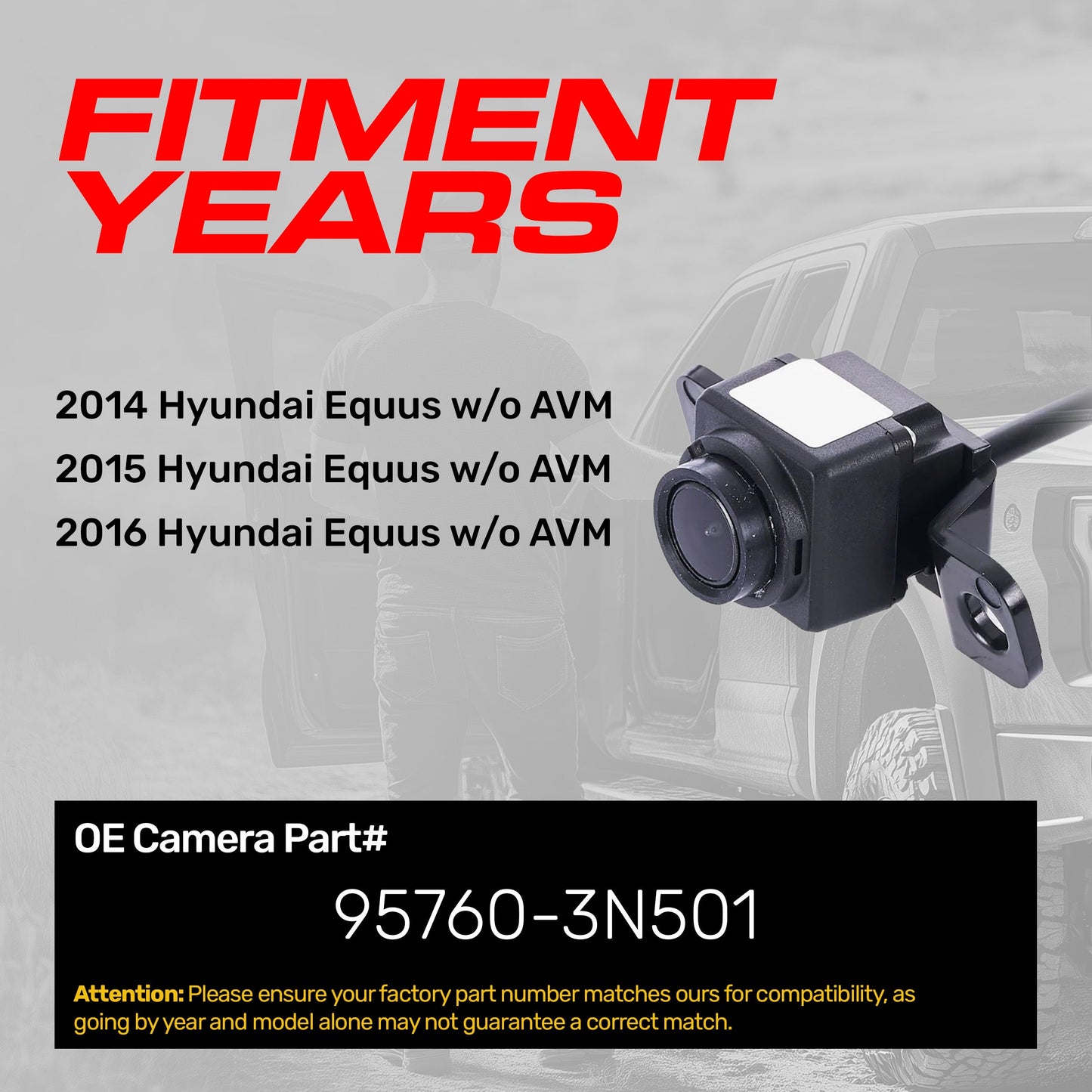 Master Tailgaters OEM backup camera for Hyundai Equus w/o AVM, black housing on Tampa Home & Garden Store