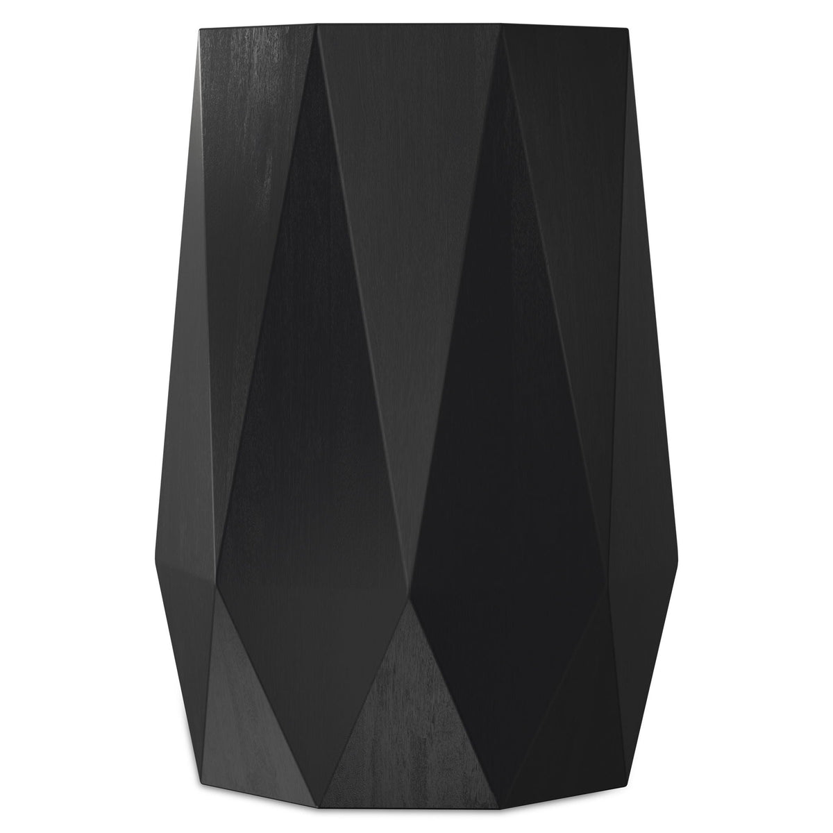 Solid acacia wood side table with sculptural faceted black design by HouseOfZazla on Tampa Home & Garden Store