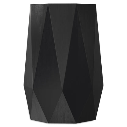 Solid acacia wood side table with sculptural faceted black design by HouseOfZazla on Tampa Home & Garden Store