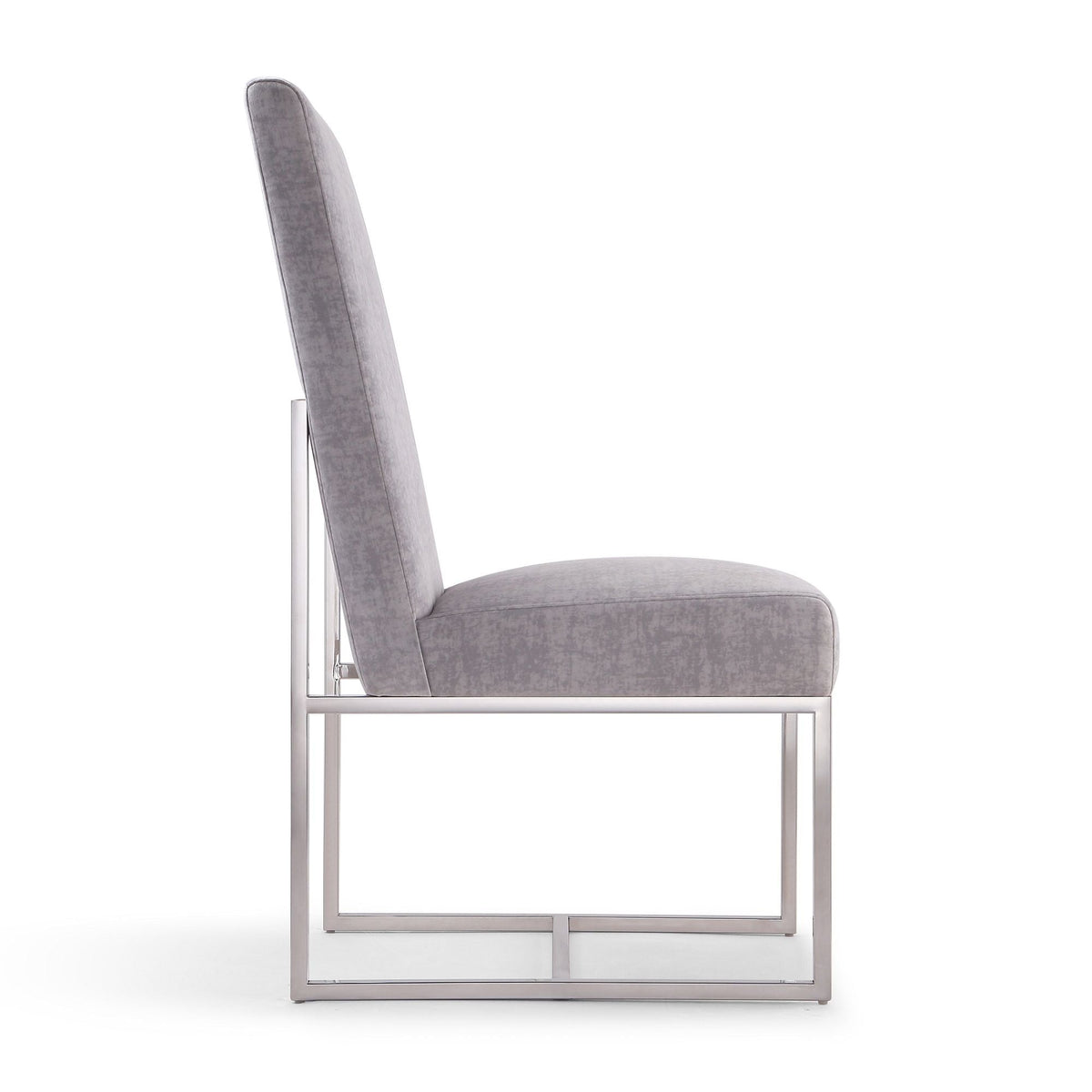 Element Dining Chair HouseOfZazla grey upholstered side chair with chrome frame on Tampa Home & Garden Store