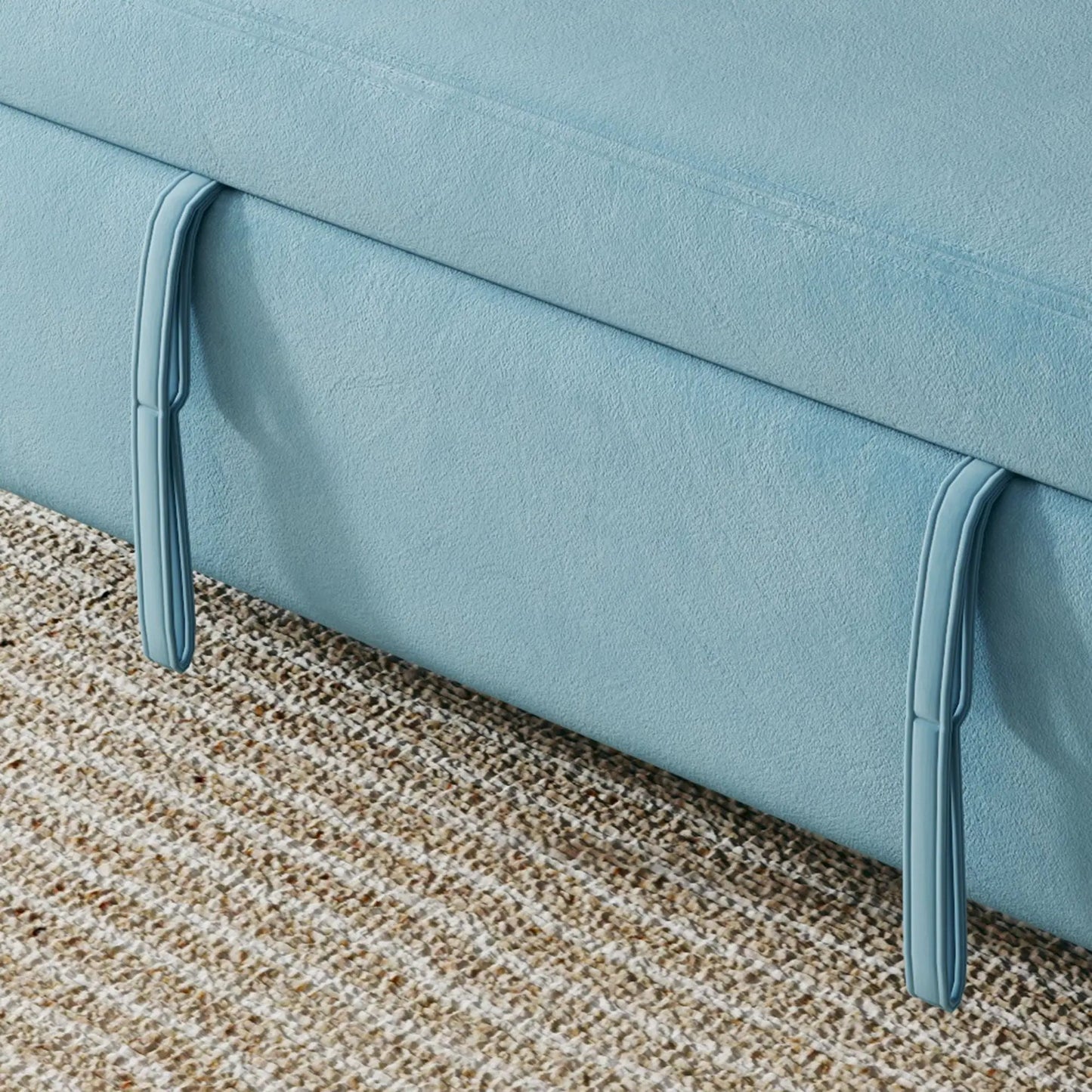 Sofa sleeper with retractable queen bed in light blue fabric by Unique Piece Furniture on Tampa Home & Garden Store