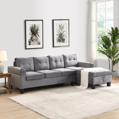 Modern Sectional Sofa by HouseOfZazla gray with L-shaped chaise and tufted cushions on Tampa Home & Garden Store
