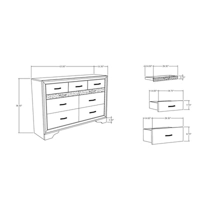 Sparkle Dresser with Jewelry Drawer Gray by HouseOfZazla, dimensioned blueprint drawing on Tampa Home & Garden Store