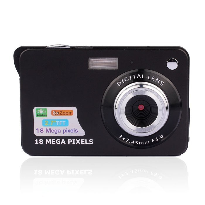 Slim digital camera black body with round lens, 18 megapixels, 2.7in TFT display on Tampa Home & Garden Store