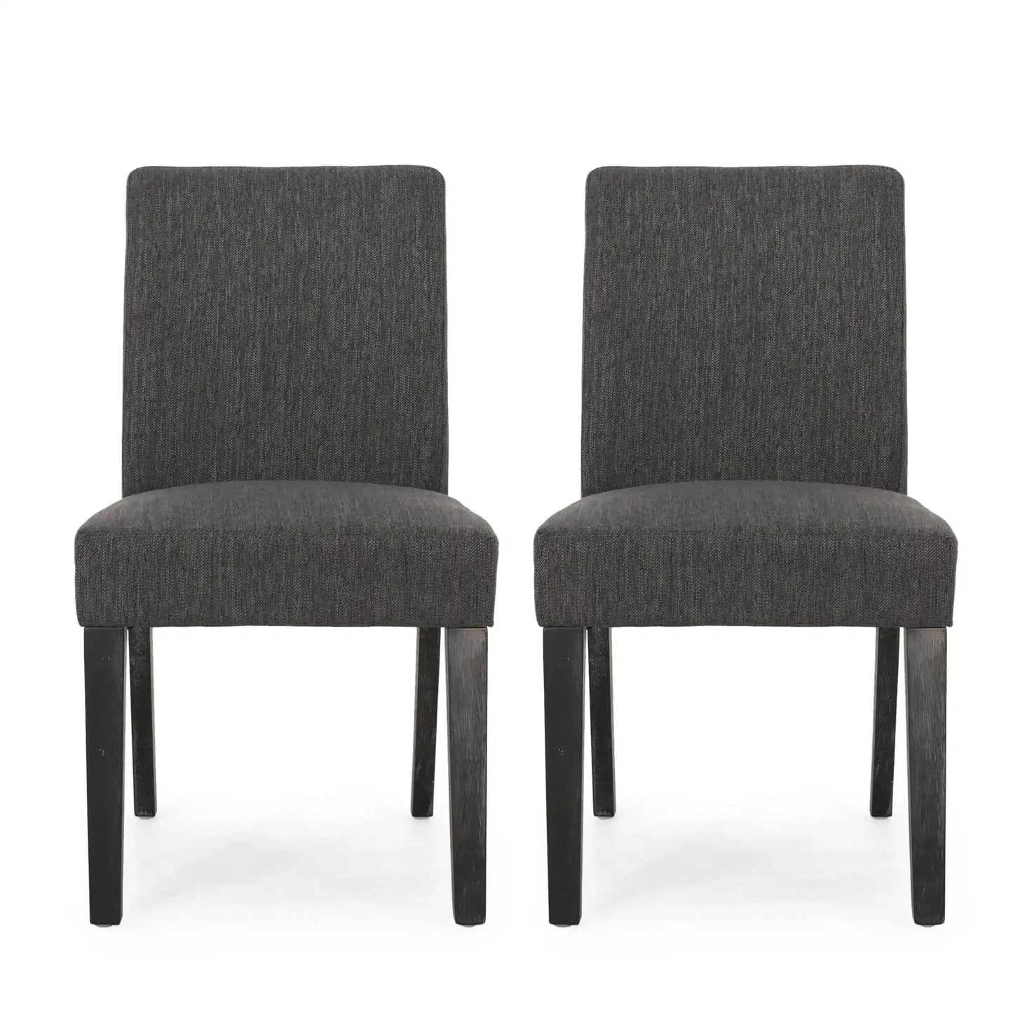 Contemporary dining chair set with two dark gray upholstered seats and tapered legs HouseOfZazla on Tampa Home & Garden Store