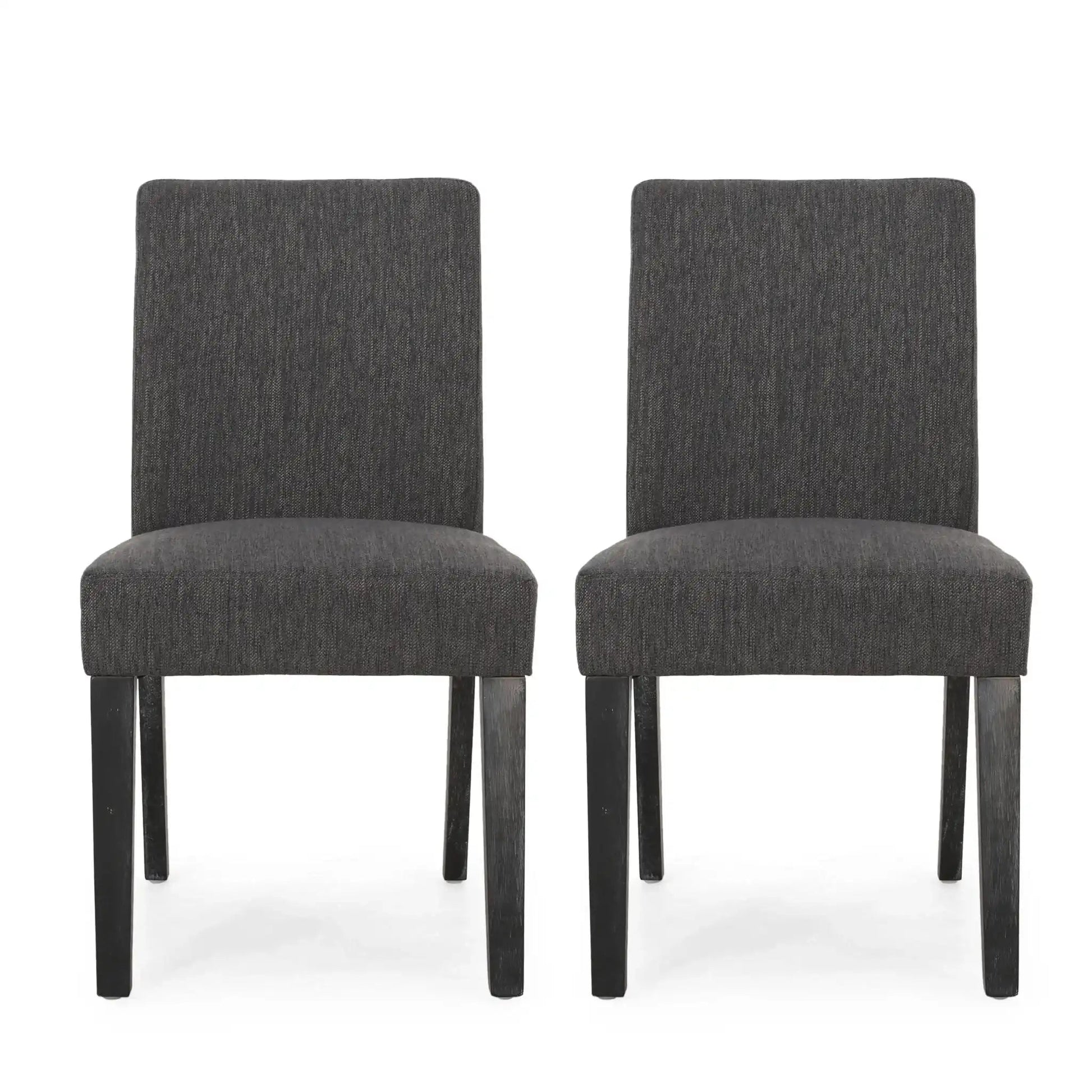 Contemporary dining chair set with two dark gray upholstered seats and tapered legs HouseOfZazla on Tampa Home & Garden Store