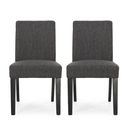 Contemporary dining chair set with two dark gray upholstered seats and tapered legs HouseOfZazla on Tampa Home & Garden Store