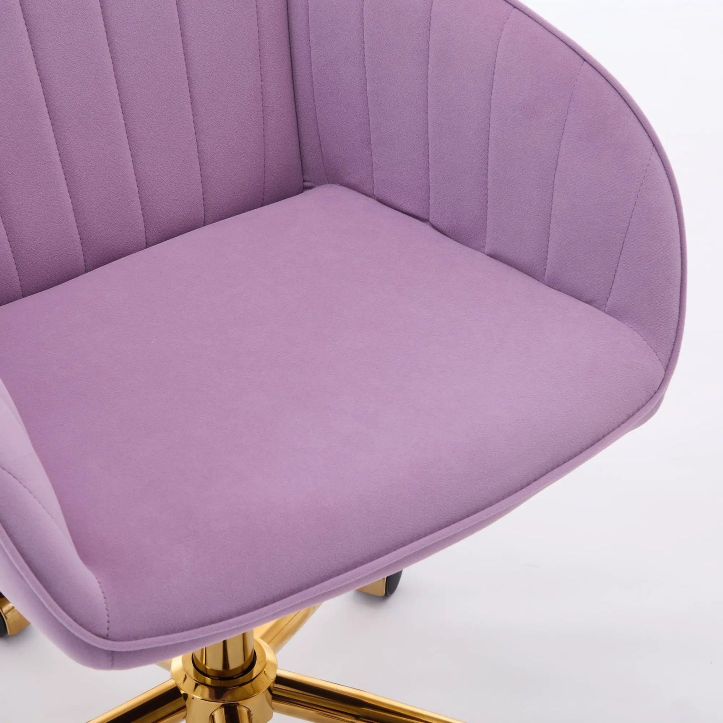 Adjustable Ergonomic Swivel Office Chair in lavender purple upholstery with a gold base on Tampa Home & Garden Store