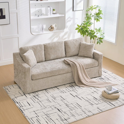 Sofa 83.86in wide modern casual wheat fabric with textured weave by HouseOfZazla on Tampa Home & Garden Store