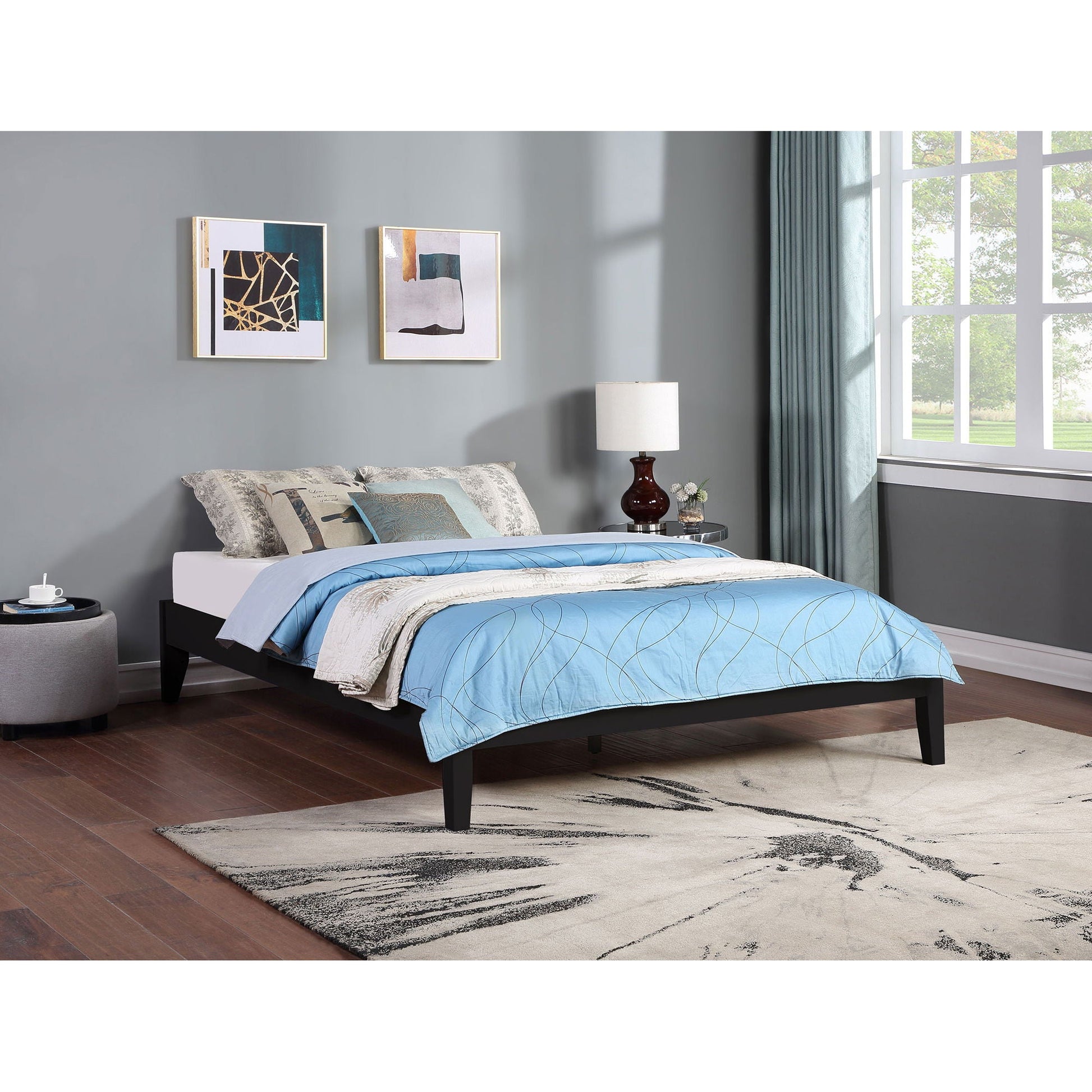 Ridgeview Queen Storage Panel Bed in black with low profile frame by HouseOfZazla on Tampa Home & Garden Store