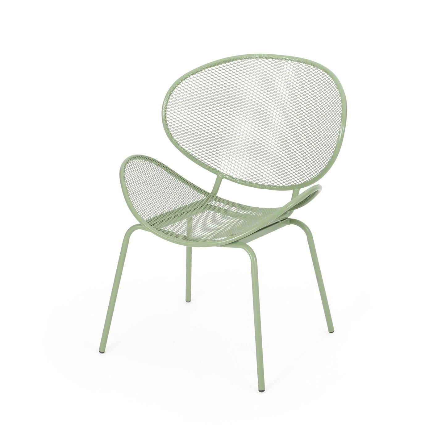 Elba Contemporary Armless Outdoor Chairs set of 2 in sage green metal mesh by HouseOfZazla on Tampa Home & Garden Store