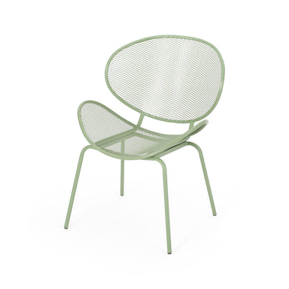 Elba Contemporary Armless Outdoor Chairs set of 2 in sage green metal mesh by HouseOfZazla on Tampa Home & Garden Store