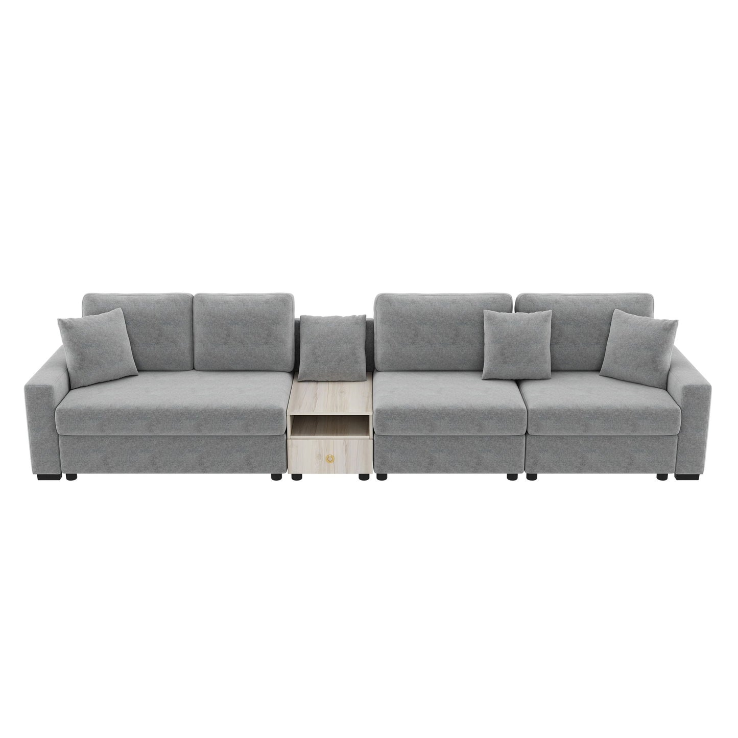 Modular sofa couch with storage armrest and center console in gray fabric HouseOfZazla on Tampa Home & Garden Store